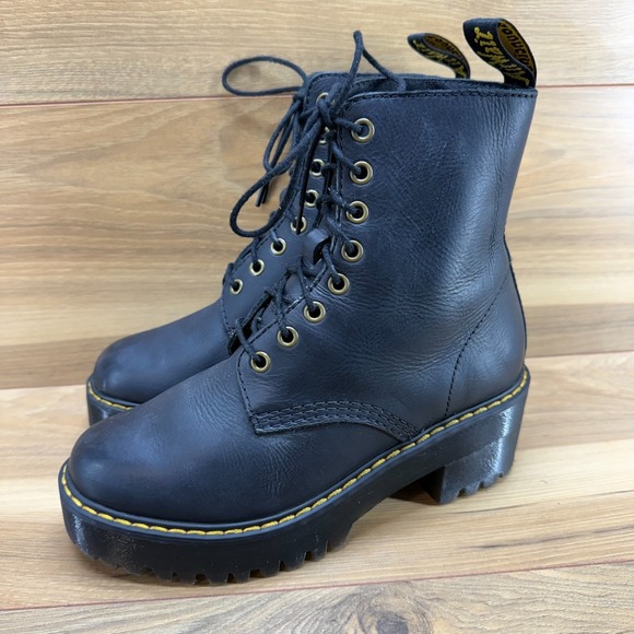 Dr. Martens Shoes - Dr Martens Shriver Hi Womens Boots 7 Black Leather Chunky Platform Lug